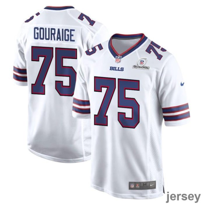 Richard Gouraige 75 Buffalo Bills 2024 Divisional Patch Game Men Jersey - White