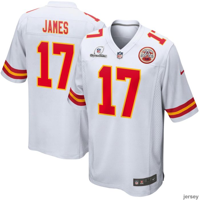 Richie James 17 Kansas City Chiefs 2024 Divisional Patch Game Men Jersey - White