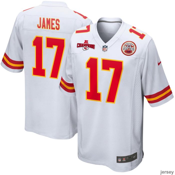 Richie James 17 Kansas City Chiefs AFC Champions Patch Game Men Jersey - White