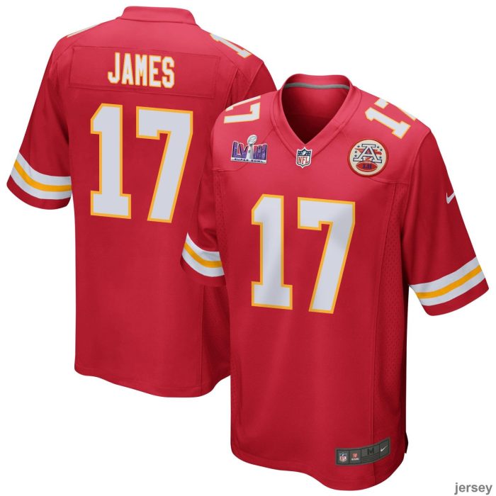 Richie James 17 Kansas City Chiefs Super Bowl LVIII Patch Game Men Jersey - Red