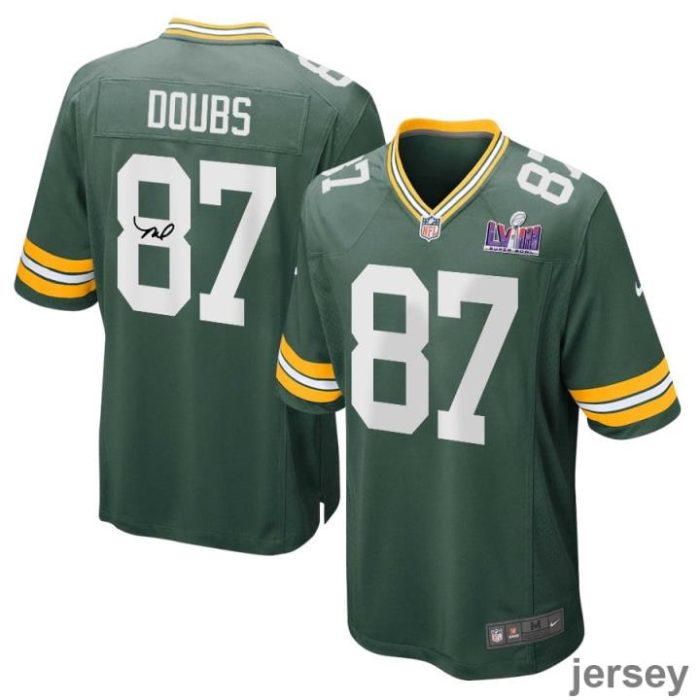 Romeo Doubs 87 Signed Green Bay Packers Super Bowl LVIII Game Men Jersey - Green