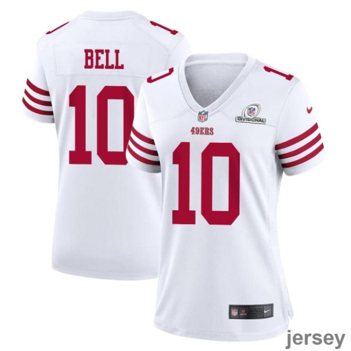 Ronnie Bell 10 San Francisco 49ers 2024 Divisional Patch Game Women Jersey - White