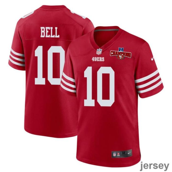 Ronnie Bell 10 San Francisco 49ers NFC Champions Patch Game Men Jersey - Scarlet