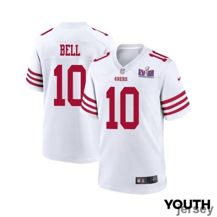 Ronnie Bell 10 San Francisco 49ers Super Bowl LVIII Patch Game YOUTH Jersey - White