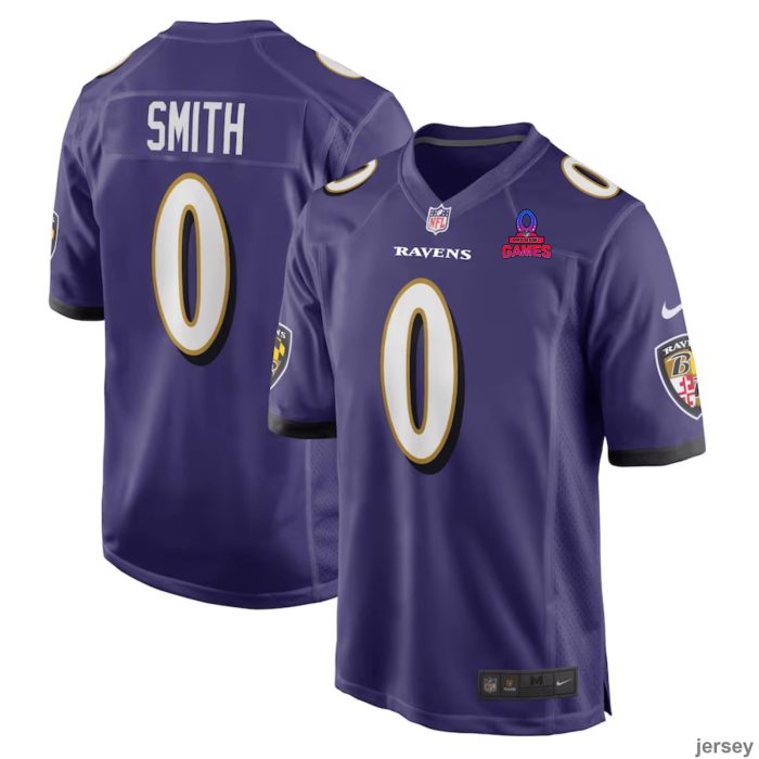 Roquan Smith 0 Baltimore Ravens 2024 Pro Bowl Patch Game Men Jersey - Purple