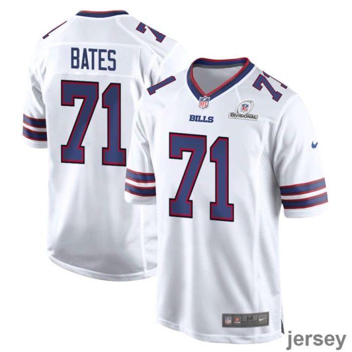 Ryan Bates 71 Buffalo Bills 2024 Divisional Patch Game Men Jersey - White