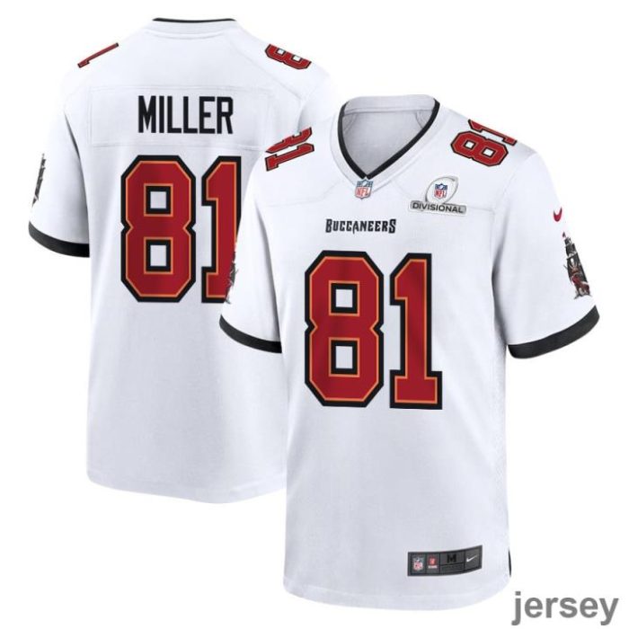 Ryan Miller 81 Tampa Bay Buccaneers 2024 Divisional Patch Game Men Jersey - White