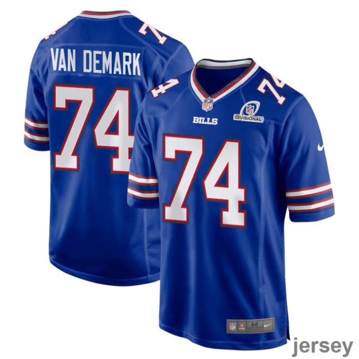 Ryan Van Demark 74 Buffalo Bills 2024 Divisional Patch Game Men Jersey - Royal