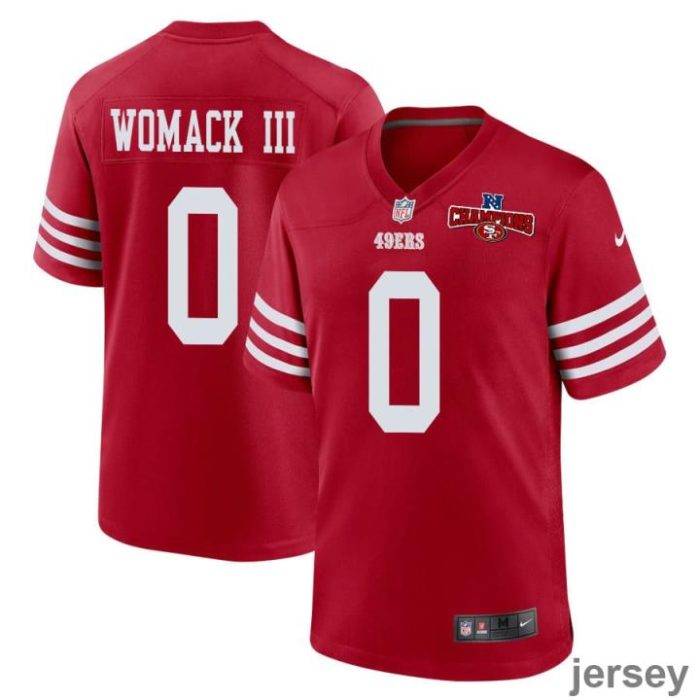 Samuel Womack III 0 San Francisco 49ers NFC Champions Patch Game Men Jersey - Scarlet