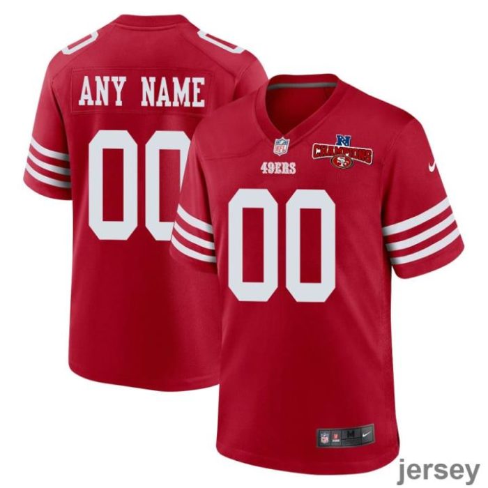 San Francisco 49ers NFC Champions Patch Game Men Custom Jersey - Scarlet