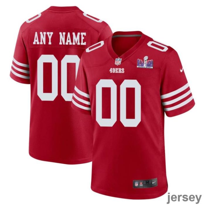 San Francisco 49ers Super Bowl LVIII Patch Game Men Custom Jersey - Scarlet