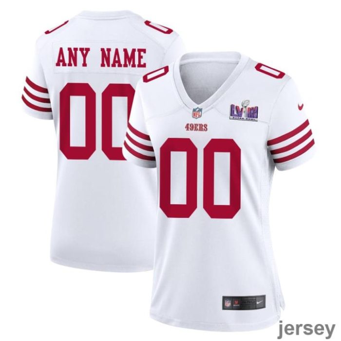 San Francisco 49ers Super Bowl LVIII Patch Game Women Custom Jersey - White