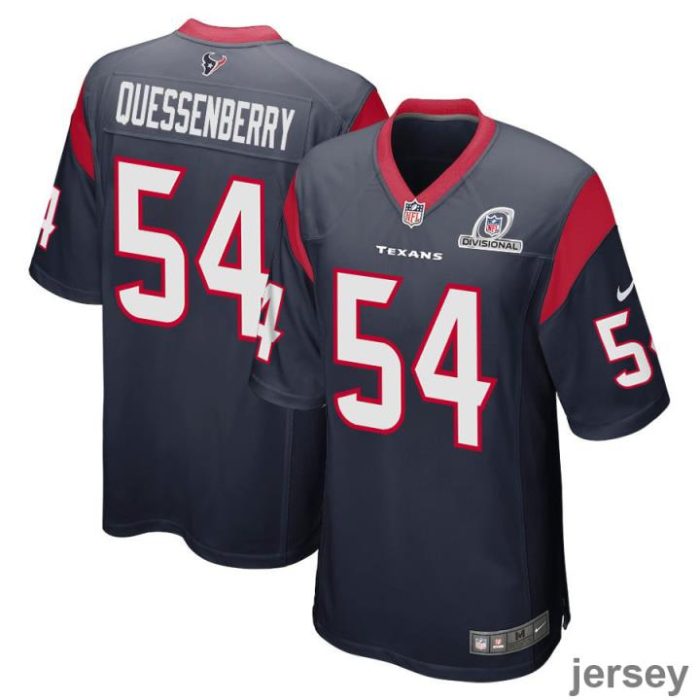 Scott Quessenberry 54 Houston Texans 2024 Divisional Patch Game Men Jersey - Navy