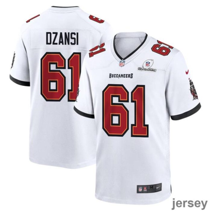 Silas Dzansi 61 Tampa Bay Buccaneers 2024 Divisional Patch Game Men Jersey - White