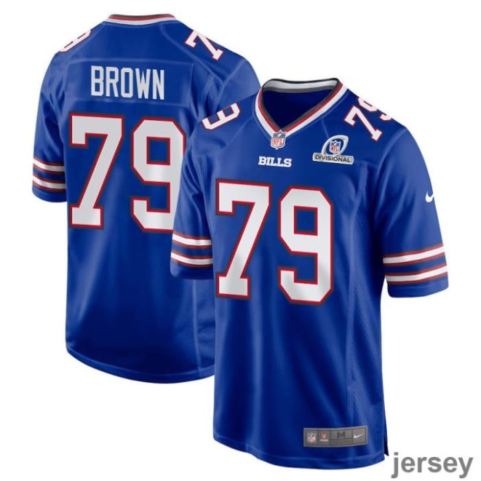 Spencer Brown 79 Buffalo Bills 2024 Divisional Patch Game Men Jersey - Royal