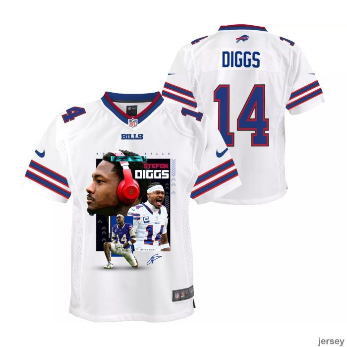 Stefon Diggs 14 Buffalo Bills Can You Diggs It Game YOUTH Jersey - White