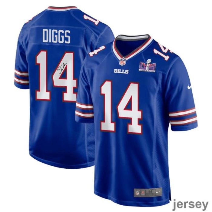 Stefon Diggs 14 Signed Buffalo Bills Super Bowl LVIII Game Men Jersey - Royal