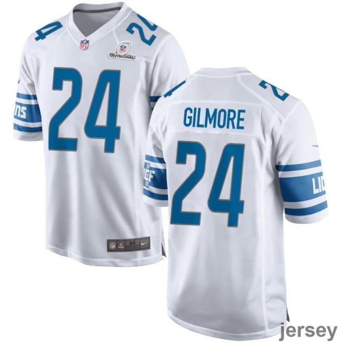 Steven Gilmore 24 Detroit Lions 2024 Divisional Patch Game Men Jersey - White