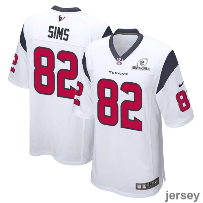 Steven Sims 82 Houston Texans 2024 Divisional Patch Game Men Jersey - White