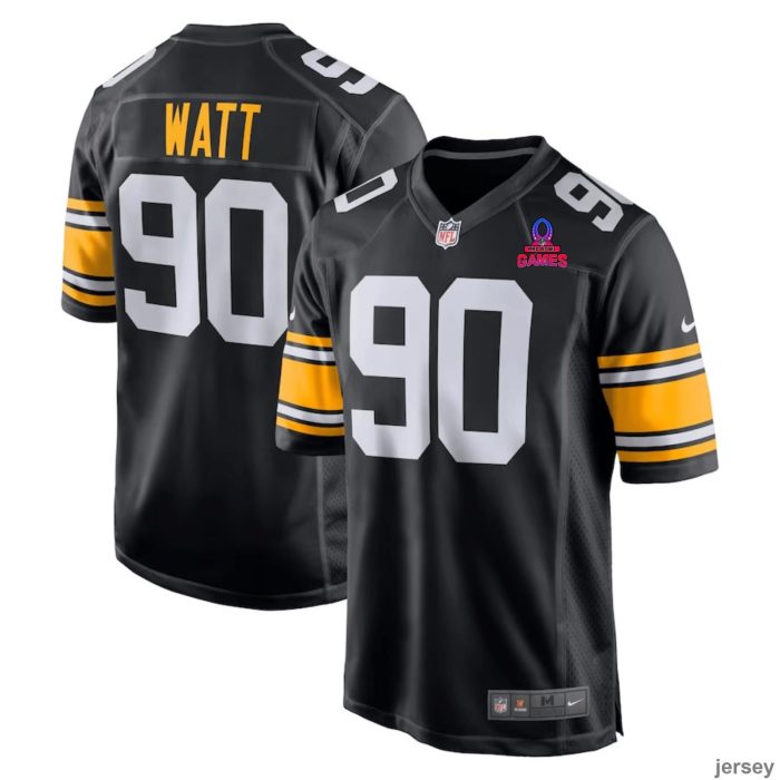 T.J. Watt 90 Pittsburgh Steelers 2024 Pro Bowl Patch Alternate Game Men Jersey - Black