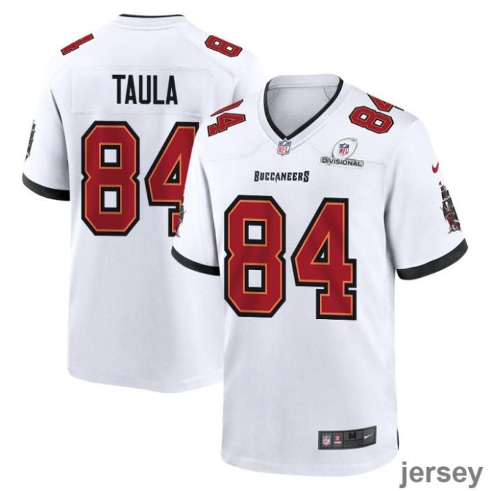 Tanner Taula 84 Tampa Bay Buccaneers 2024 Divisional Patch Game Men Jersey - White