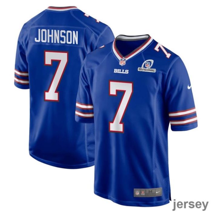 Taron Johnson 7 Buffalo Bills 2024 Divisional Patch Game Men Jersey - Royal