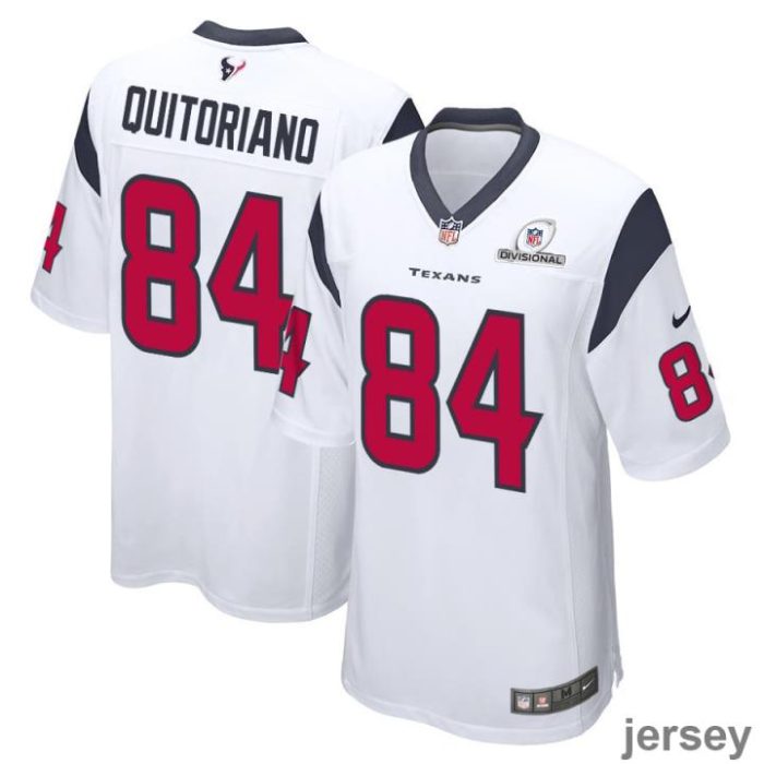 Teagan Quitoriano 84 Houston Texans 2024 Divisional Patch Game Men Jersey - White