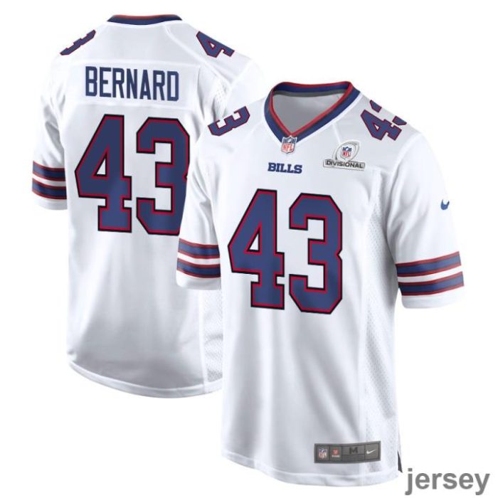 Terrel Bernard 43 Buffalo Bills 2024 Divisional Patch Game Men Jersey - White