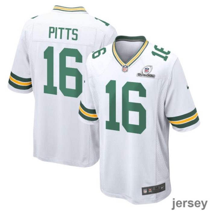 Thyrick Pitts 16 Green Bay Packers 2024 Divisional Patch Game Men Jersey - White