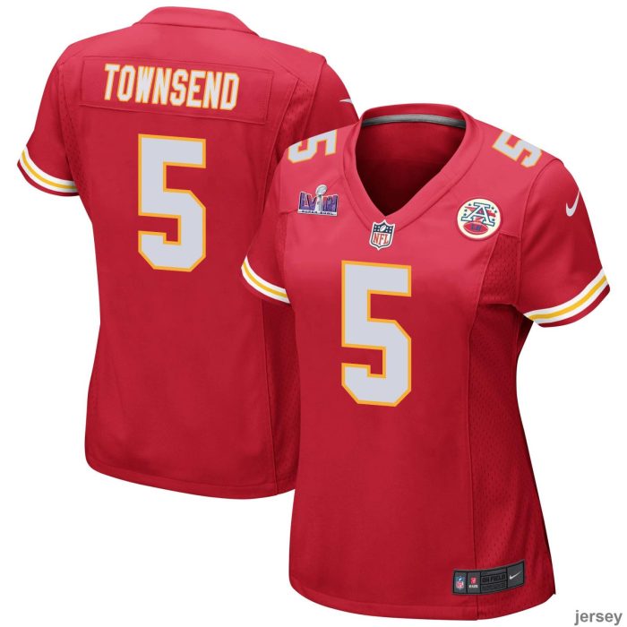 Tommy Townsend 5 Kansas City Chiefs Super Bowl LVIII Patch Game Women Jersey - Red