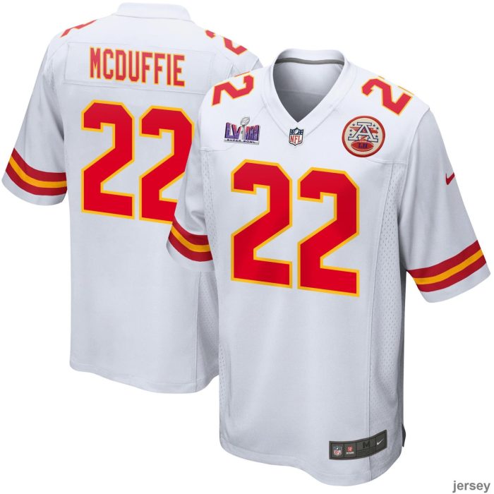 Trent McDuffie 22 Kansas City Chiefs Super Bowl LVIII Patch Game Men Jersey - White