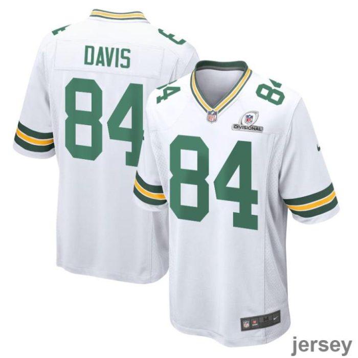 Tyler Davis 84 Green Bay Packers 2024 Divisional Patch Game Men Jersey - White