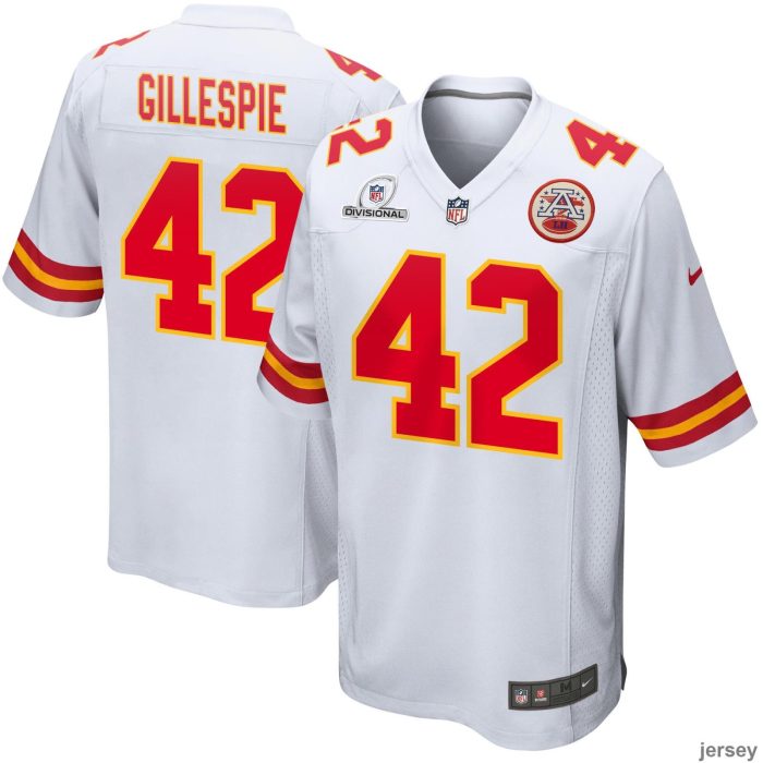 Tyree Gillespie 42 Kansas City Chiefs 2024 Divisional Patch Game Men Jersey - White