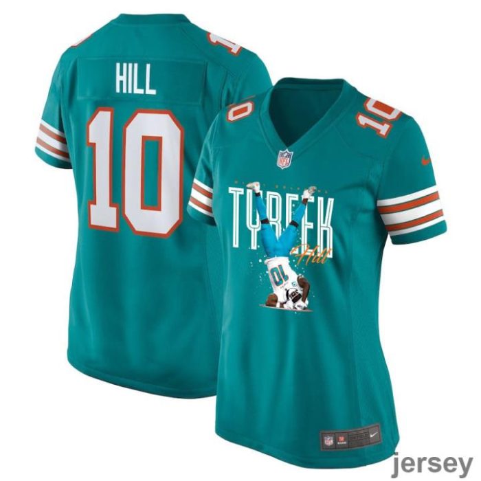 Tyreek Hill 10 Miami Dolphins Celebrating Women Alternate Game Jersey - Aqua