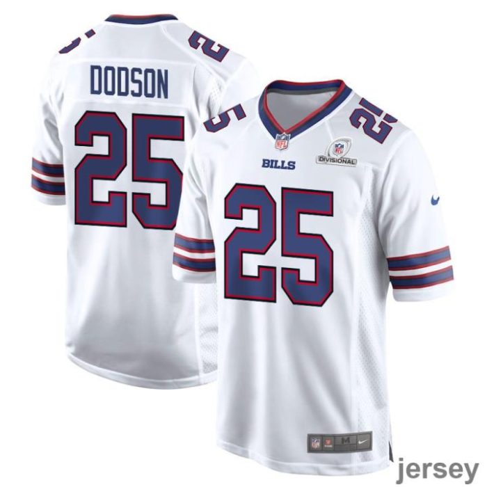 Tyrel Dodson 25 Buffalo Bills 2024 Divisional Patch Game Men Jersey - White