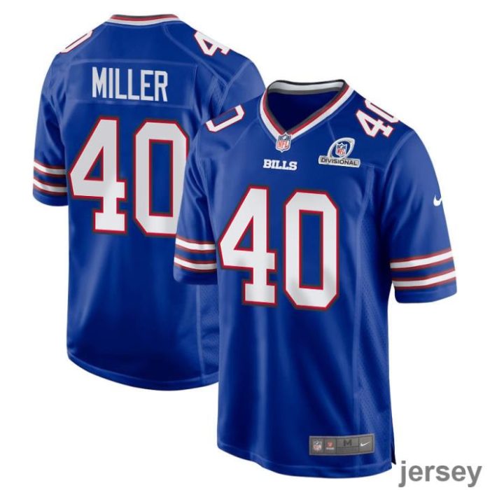 Von Miller 40 Buffalo Bills 2024 Divisional Patch Game Men Jersey - Royal