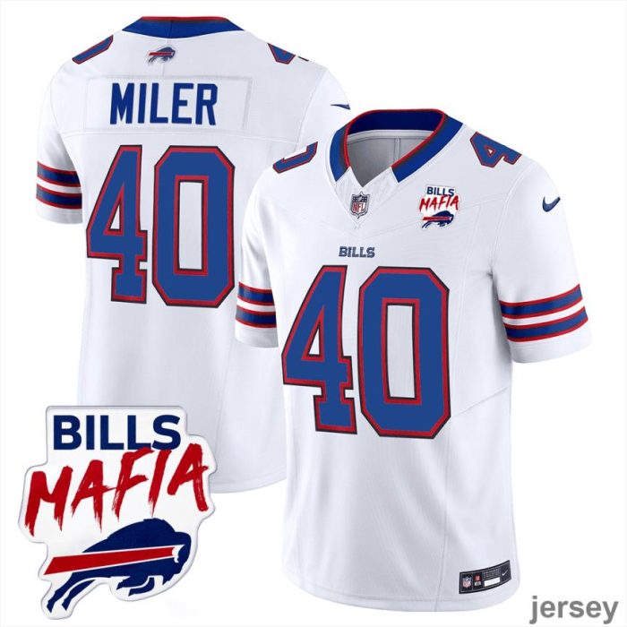 Von Miller 40 Buffalo Bills Bills Mafia Patch Game Men Jersey - White