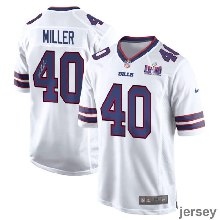 Von Miller 40 Signed Buffalo Bills Super Bowl LVIII Game Men Jersey - White