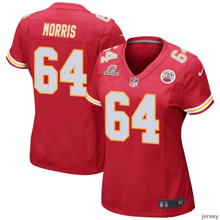 Wanya Morris 64 Kansas City Chiefs 2024 Divisional Patch Game Women Jersey - Red