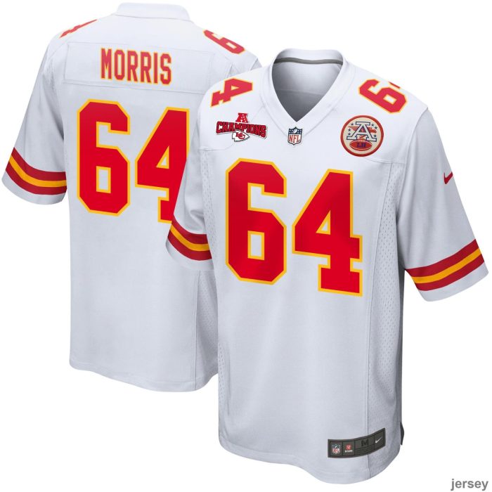 Wanya Morris 64 Kansas City Chiefs AFC Champions Patch Game Men Jersey - White