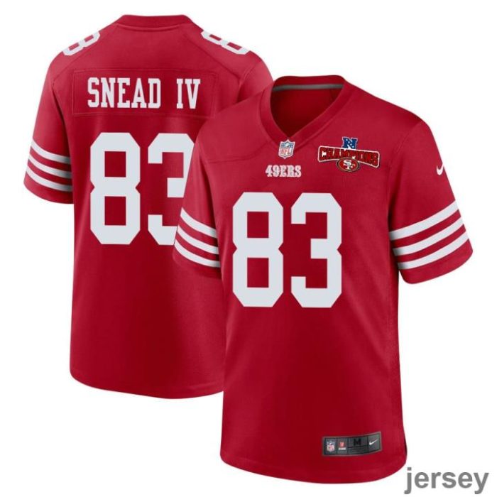 Willie Snead IV 83 San Francisco 49ers NFC Champions Patch Game Men Jersey - Scarlet