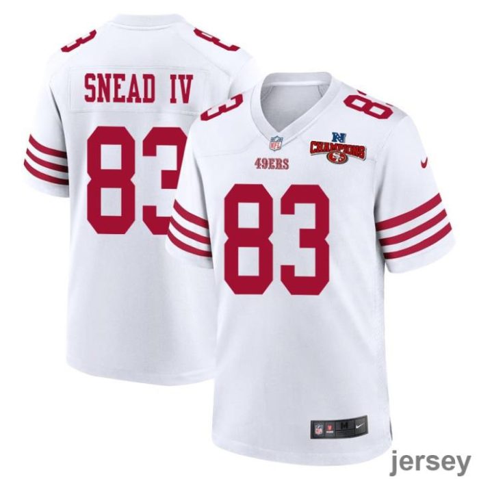 Willie Snead IV 83 San Francisco 49ers NFC Champions Patch Game Men Jersey - White