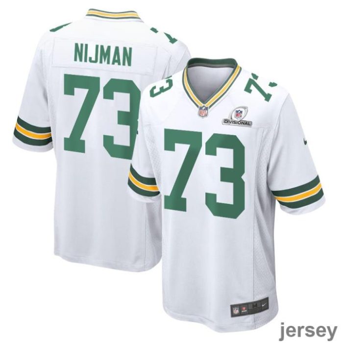 Yosh Nijman 73 Green Bay Packers 2024 Divisional Patch Game Men Jersey - White