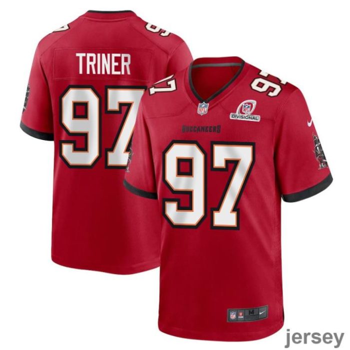 Zach Triner 97 Tampa Bay Buccaneers 2024 Divisional Patch Game Men Jersey - Red