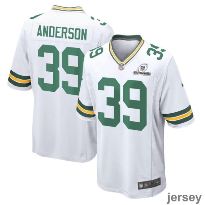 Zayne Anderson 39 Green Bay Packers 2024 Divisional Patch Game Men Jersey - White