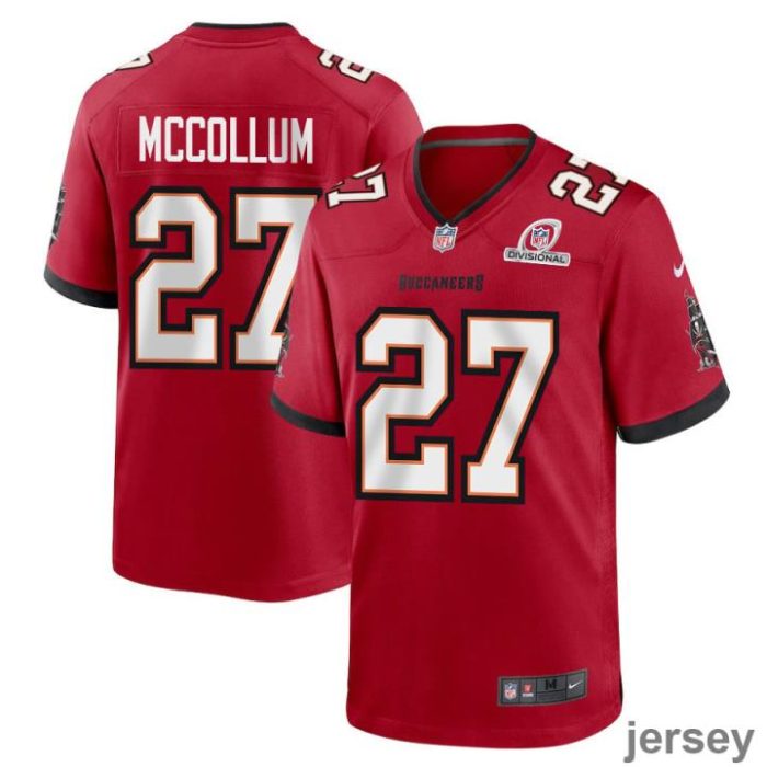 Zyon McCollum 27 Tampa Bay Buccaneers 2024 Divisional Patch Game Men Jersey - Red